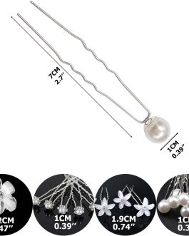 Pearl Crystal Wedding Hair Pins Set