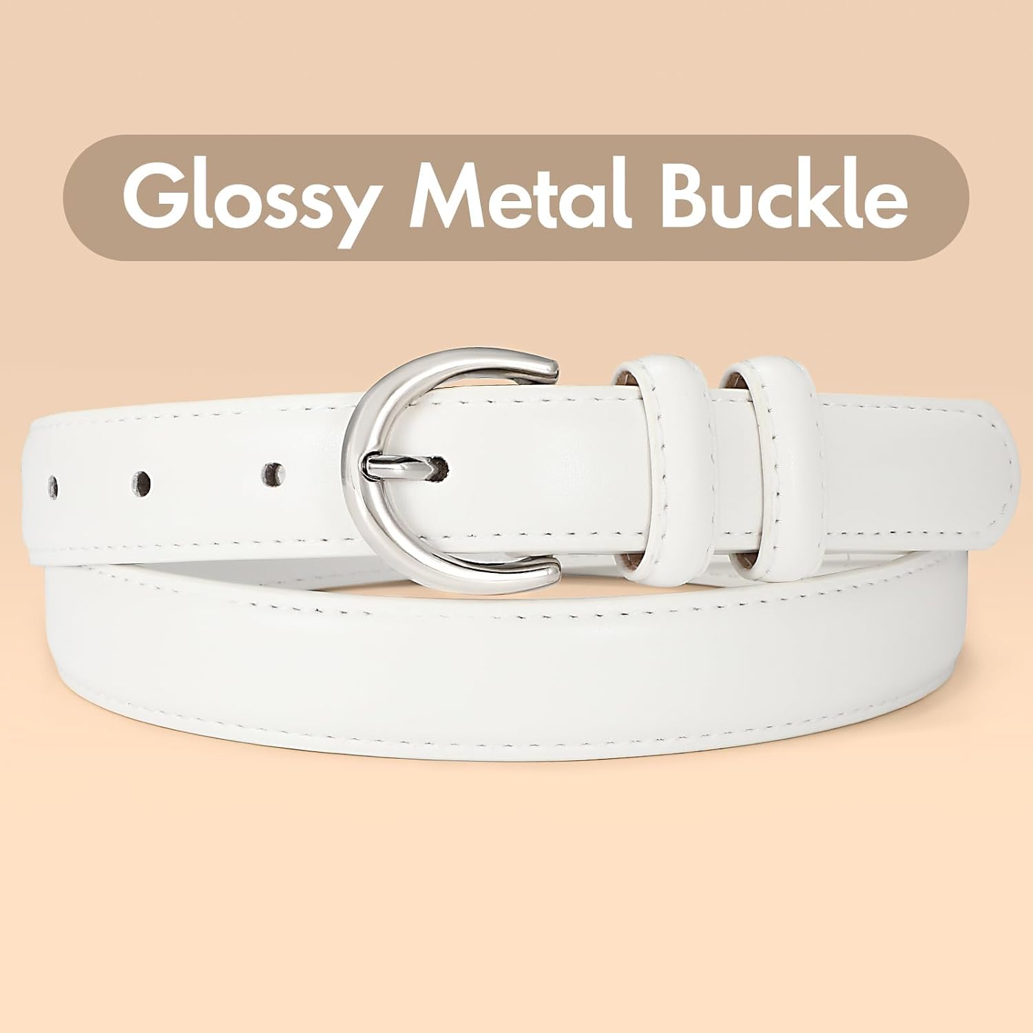 Vintage Leather Belt with Prong Buckle - Image 5
