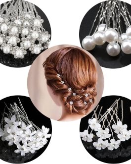 Pearl Crystal Wedding Hair Pins Set
