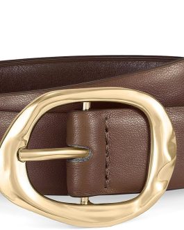 Leather Belt with Gold Buckle